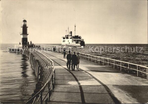 Leuchtturm Lighthouse Dampfer Warnemünde Mole