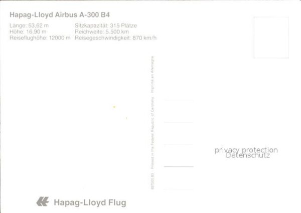 Flugzeuge Zivil Hapag-Lloyd Airbus A-300 B4 – Bild 2