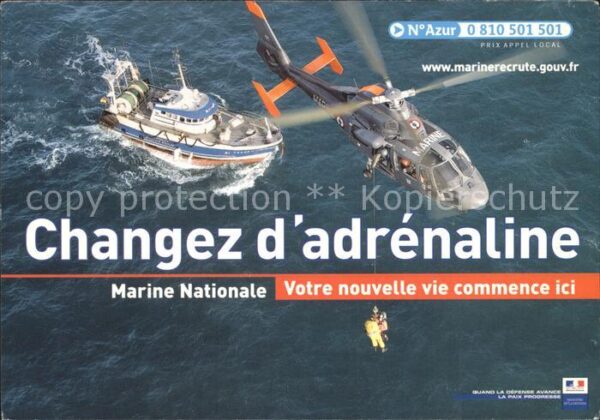 Hubschrauber Helikopter Rettungsboot Marine Nationale Armees