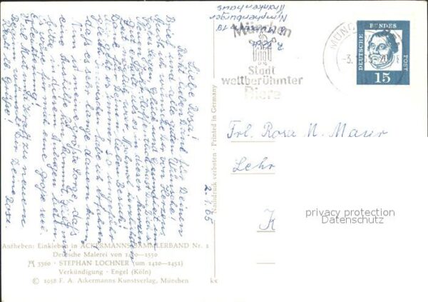 Verlag Ackermann Kuenstlerpostkarte Nr. 3360 Stephan Lochner Verkündigung Engel – Bild 2