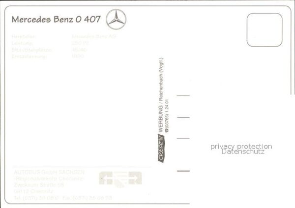 Autobus Omnibus Mercedes Benz 0 407 Regionalverkehr Che – Bild 2