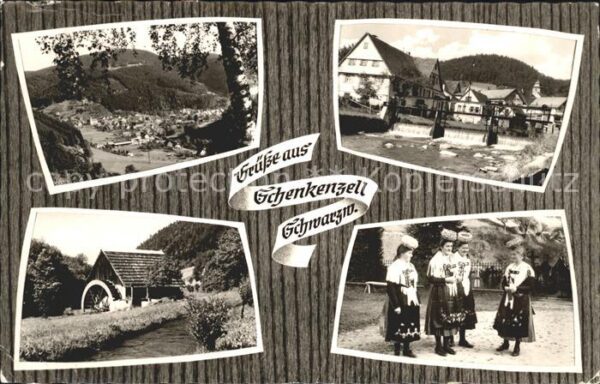Schenkenzell Wassermühle und Frauen in Tracht