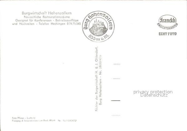 Hohenzollern Fliegeraufnahme Burgwirtschaft Fliegera – Bild 2