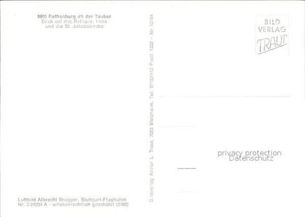 Rothenburg Tauber Fliegeraufnahme mit Rathaus Kirche – Bild 2