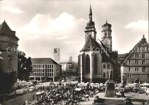 Stuttgart Schilleplatz mit Stiftskirche