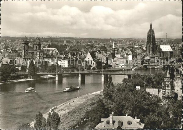Frankfurt Main Altstadt Fliegeraufnahme mit Mainbrücke