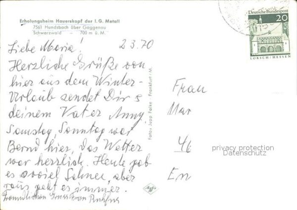 Hundsbach Forbach Erholungsheim Hauerskopf – Bild 2