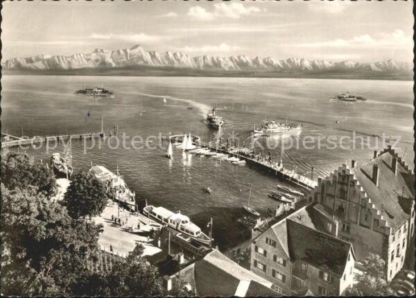 Meersburg Bodensee Partie am See mit Alpen
