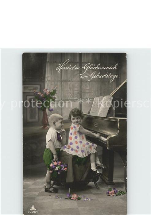 Foto PH Nr. 7009/4 Geburtstag Kinder Klavier Blumen
