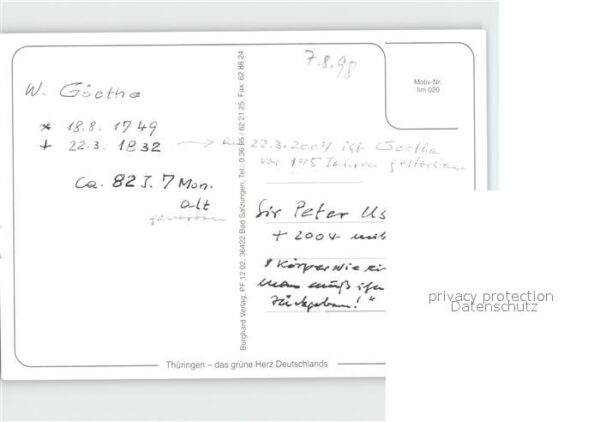 Goethe Johann Wolfgang von Wandrers Nachtlied Goethehäuschen Kicke – Bild 2