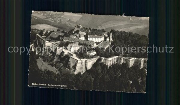 Koenigstein Saechsische Schweiz Fliegeraufnahme Festung