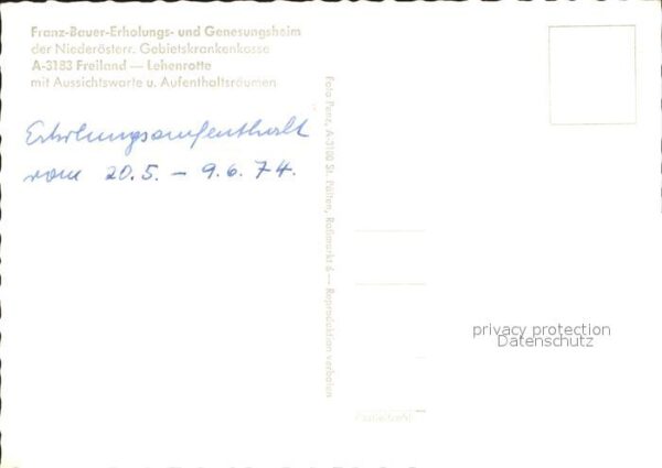 Freiland Tuernitz Franz Bauer Erholungsheim Genesungsheim – Bild 2