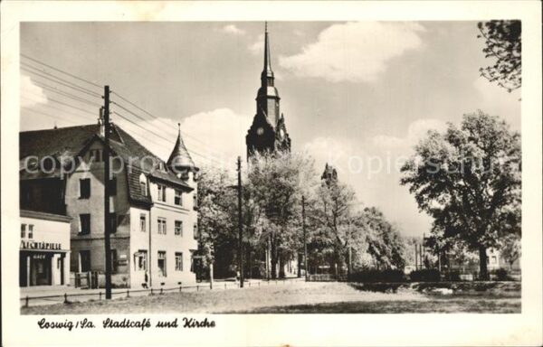 Coswig Sachsen Stadtcafe und Kirche