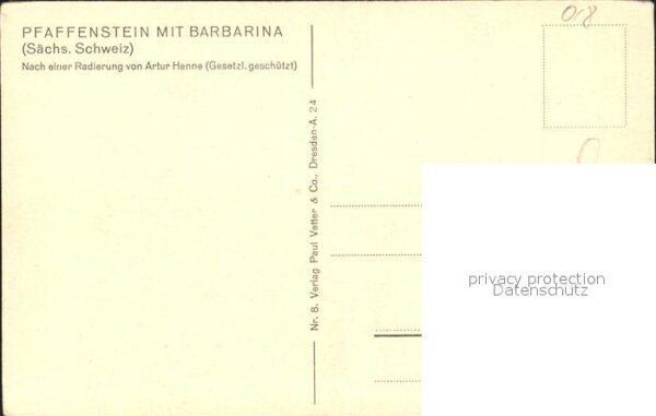 Saechsische Schweiz Pfaffenstein mit Barbarina Radierung – Bild 2