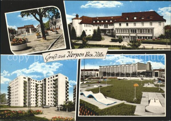 Kerpen Rheinland Ortsansicht Hochhaus Schule Minigolfanl