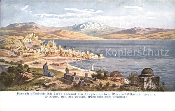 Tiberias See Genezareth Künstlerkarte