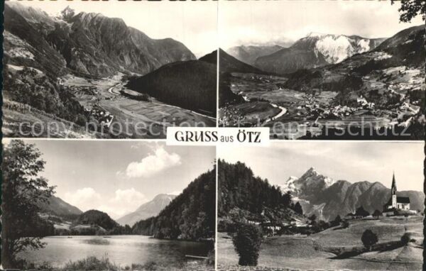 Oetz Tirol Gesamtansicht mit Alpenpanorama See