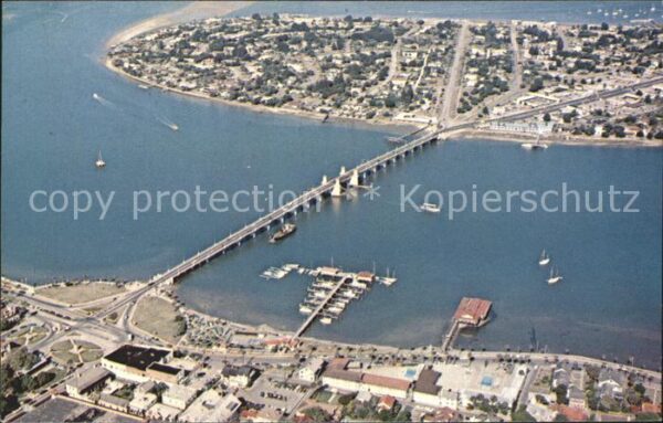 Saint Augustine Florida Aerial view of the historic city Bridge