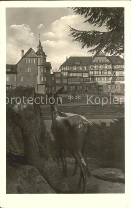 Oberhof Thueringen Ernst Thälmann Haus Rehskulptur