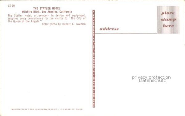 Los Angeles California Statler Hotel – Bild 2
