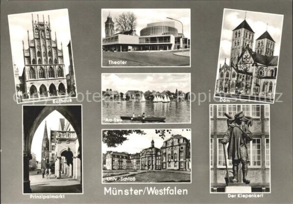 Muenster Westfalen Rathaus Theater Dom Kiepenkerl Universi
