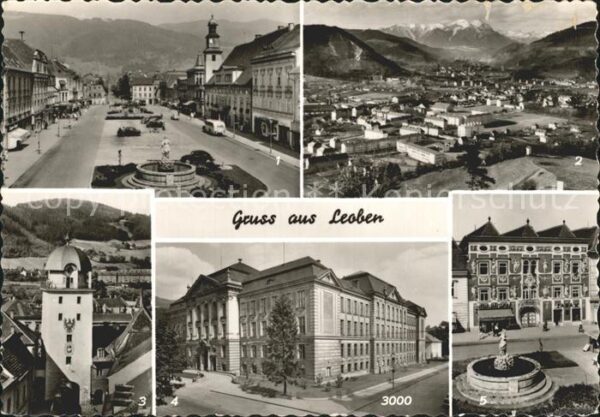 Leoben Hauptplatz Donawitz Stadtturm Hochschul