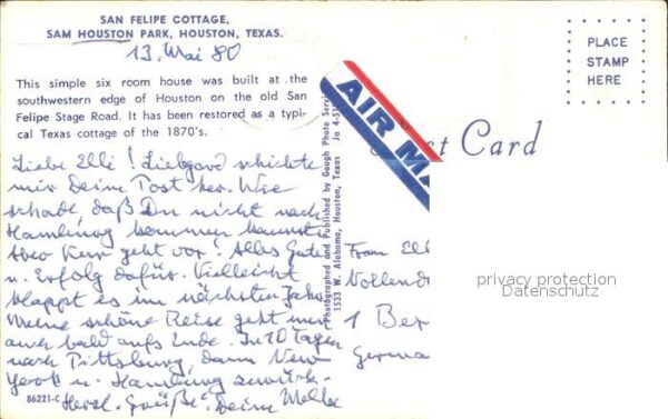 Houston  Texas USA San Felipe Cottage Sam Houston Park – Bild 2