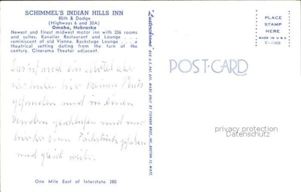 Omaha Nebraska Schimmels Indian Hills Inn Air view – Bild 2