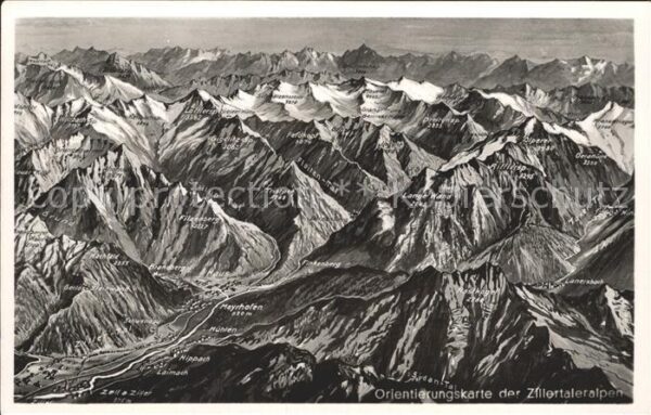 Tirol Region Orientierungskarte der Zillertaler Alpe