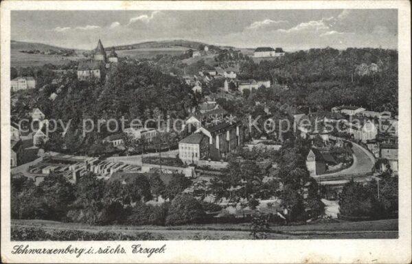 Schwarzenberg Erzgebirge Blick über die Stadt