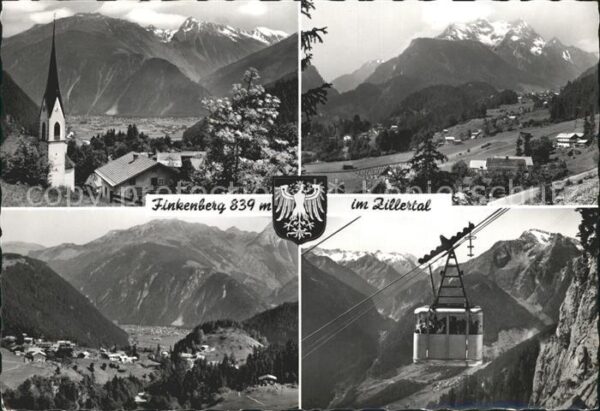 Finkenberg Tirol Kirche Alpenpanorama Bergbahn Wappen