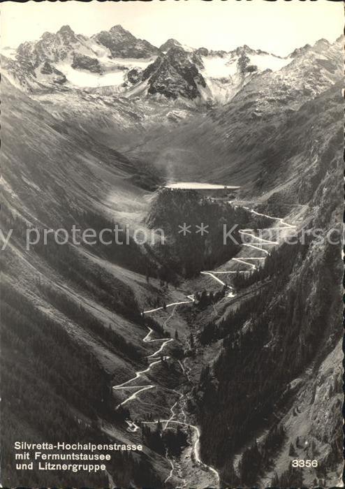 Silvretta-Hochalpenstrasse mit Fermuntstausee und Litznergruppe