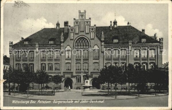 Wittenberge Prignitz Bürgerschule mit Jahn Denkmal