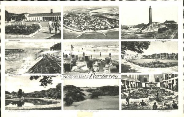 Norderney Nordseebad Kurpark Total Leuchtturm Sturmflut Stra