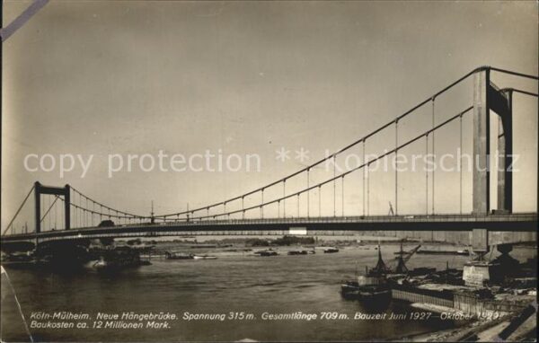 Koeln Rhein Neue Hängebrücke Köln_Mülheim