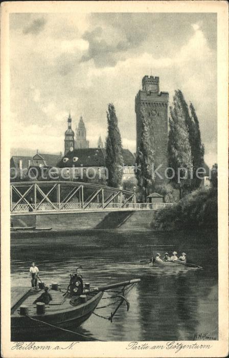 Heilbronn Neckar Partie am Götzenturm