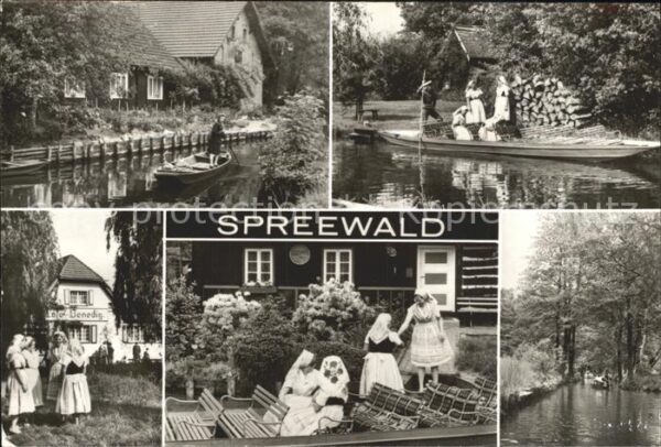 Luebbenau Spreewald Bootspartien Trachtenfrauen Cafe Venedi