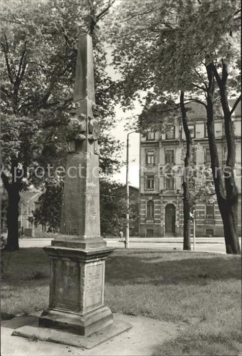 Freiberg Sachsen Postmeilens?ule Ecke Horn und Karl Marx