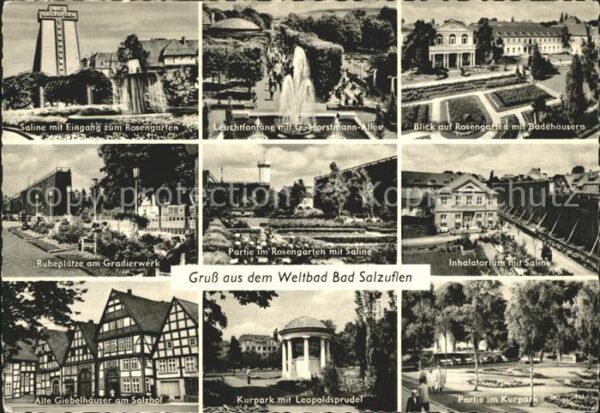 Bad Salzuflen Saline Eingang Rosengarten Leuhtfontäne