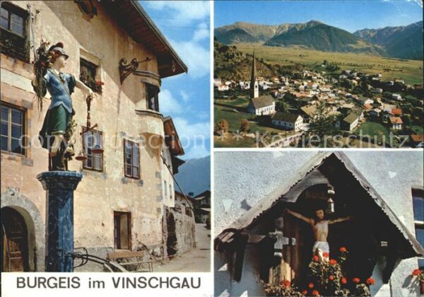 Burgeis Vinschgau Fliegeraufnahme Wegekreuz