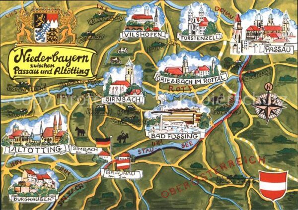 Passau Panoramakarte Bad Füssing Griesbach Vil