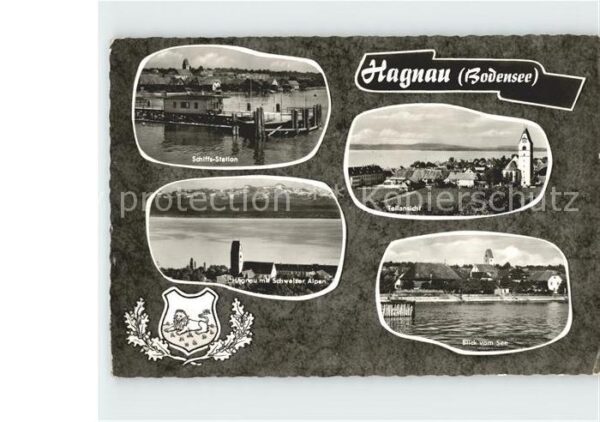 Hagnau Bodensee Schiffsstation Hagnau mit Schweizer Alp