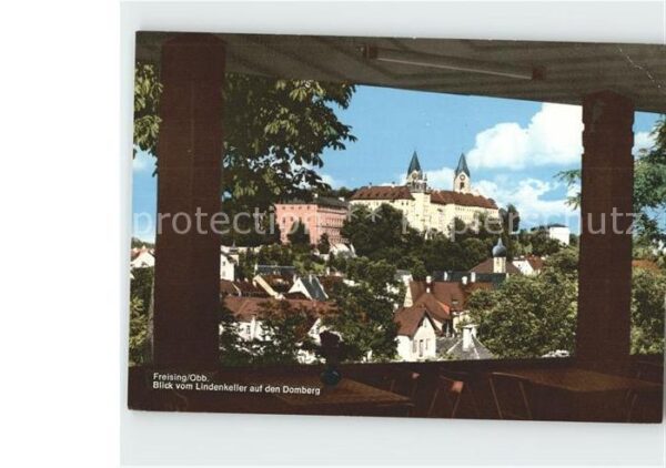 Freising Oberbayern Blick vom Lindenkeller auf den Domberg