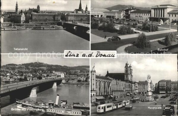 Linz Donau Bahnhof Hauptplatz Brücke mit Postlingb