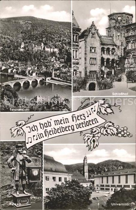 Heidelberg Neckar Schloßhof Brückenpartie Universität