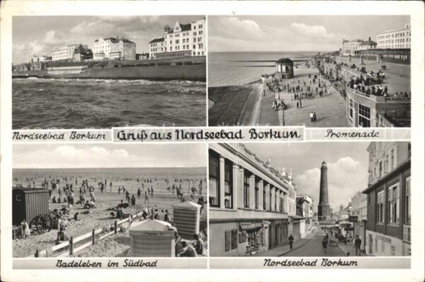 Borkum Promenade Leuchtturm Strandleben