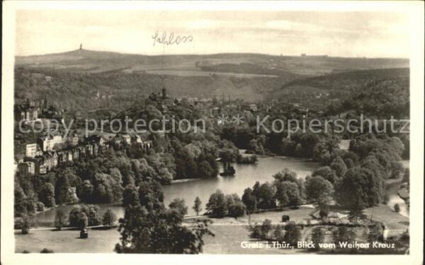Greiz Thueringen Blick vom Weißen Kreuz