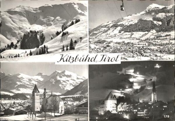Kitzbuehel Tirol mit Seilbahn und Kirchenpartie
