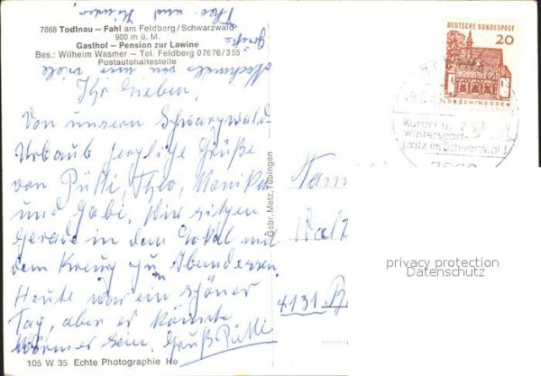 Todtnau Fahl am Feldberg Gasthaus Pension zur L – Bild 2