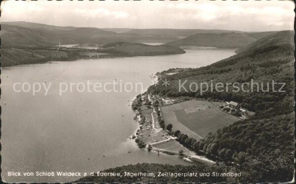 Edersee Blick von Schloß-Waldeck auf Camping St